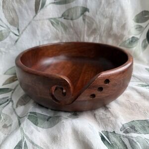 Wooden Yarn Bowl, Knitting/Crocheting Storage, Handmade Non-Slip Natural Cottage